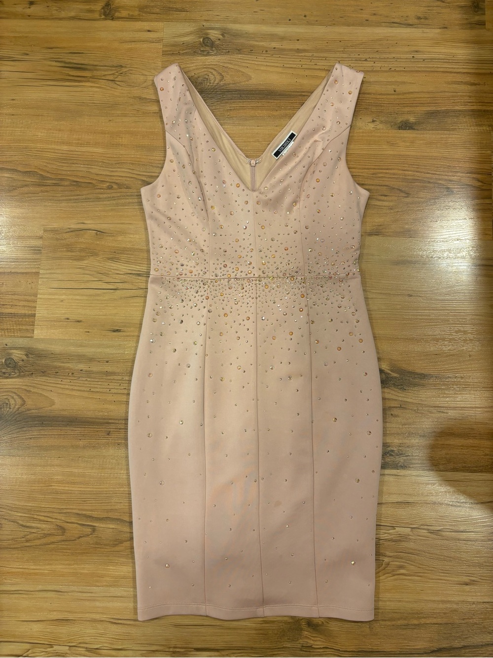Nikibiki Blush Pink Embellished V-Neck Midi Dress